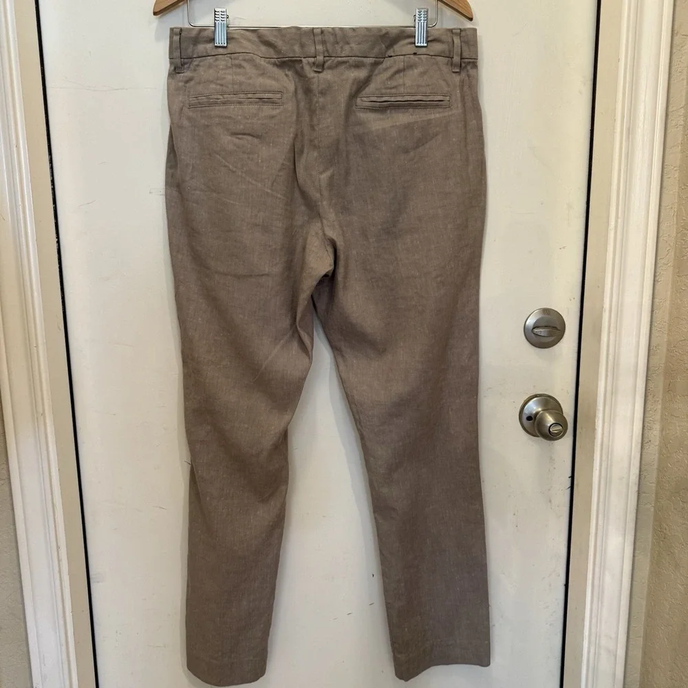 Fairlane Pants Mens 35x30 Tan Linen Blend Straight Flat Front‎ Chino